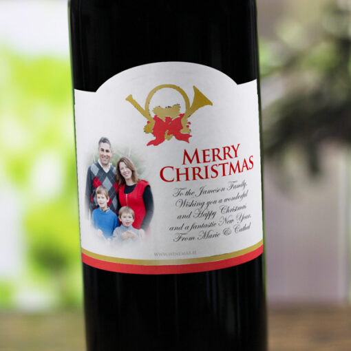 French Horn Personalised Christmas Labelled Wine