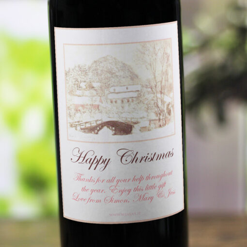 Wintry Monet Personalised Christmas Labelled Wine